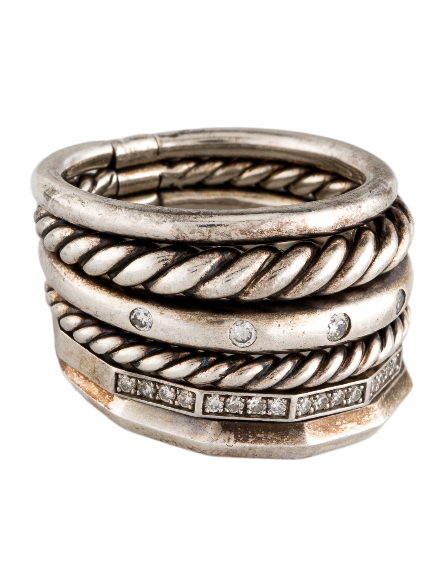 David Yurman Diamond Stax Six Row Ring
