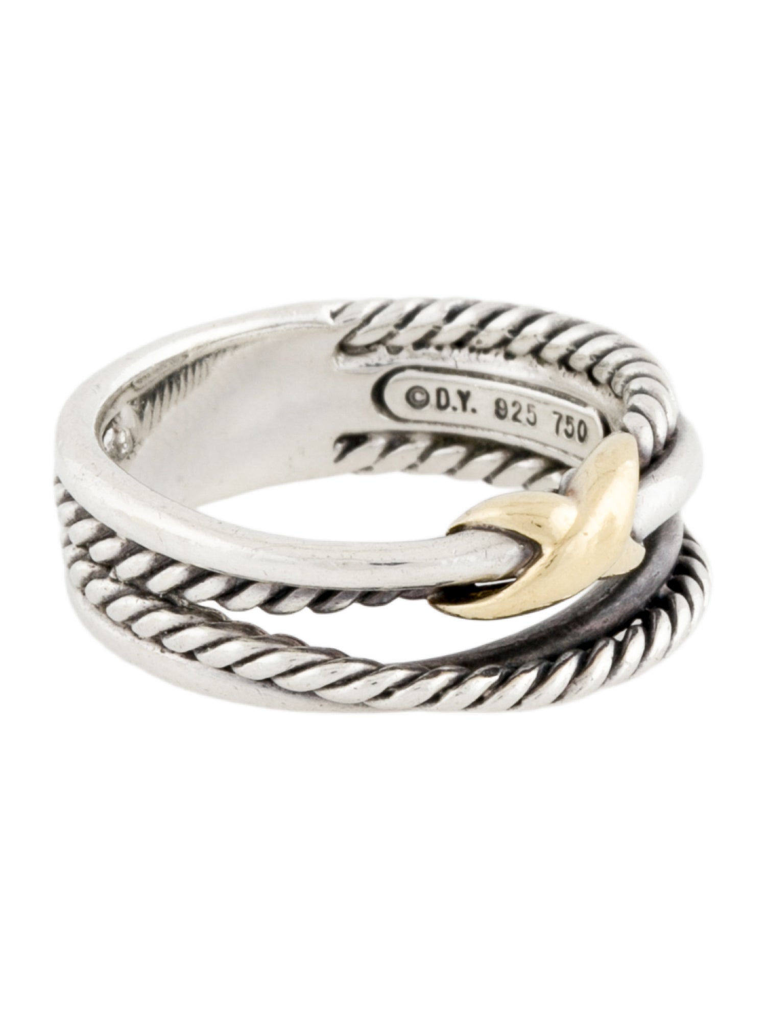 David Yurman Two-Tone 'X' Crossover Band Ring