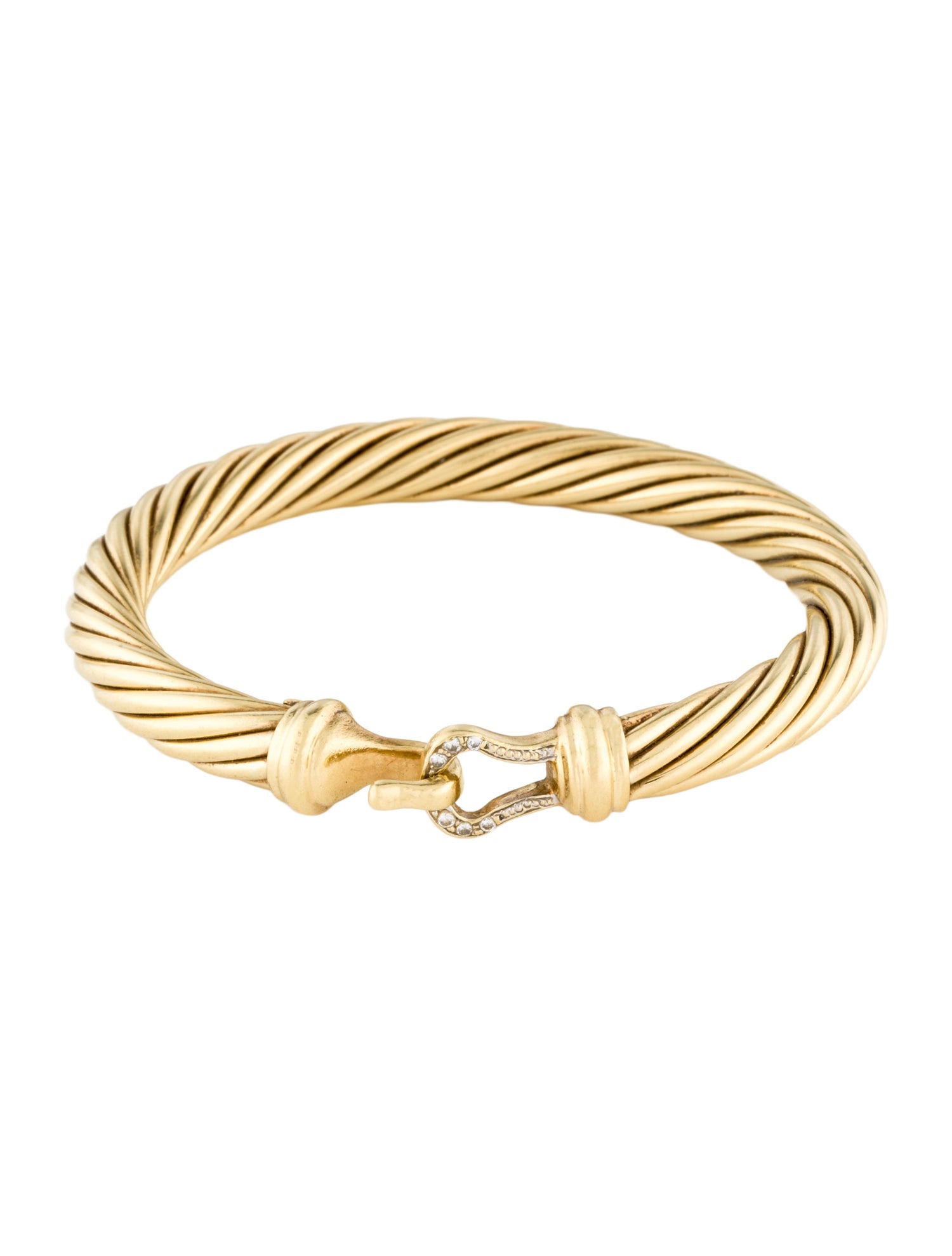 David Yurman Vintage 18K Diamond Cable Buckle Bangle