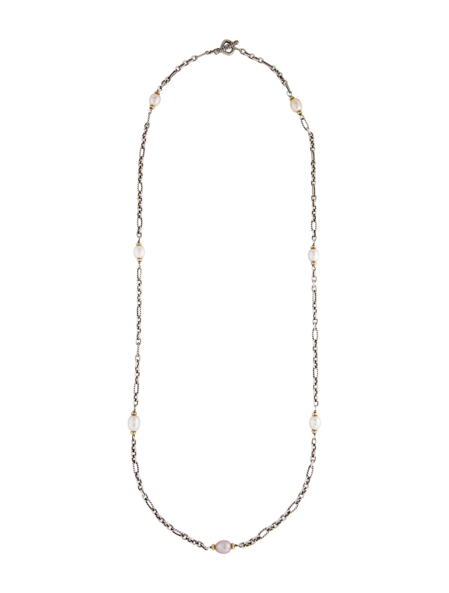 David Yurman Pearl Figaro Chain Station Necklace