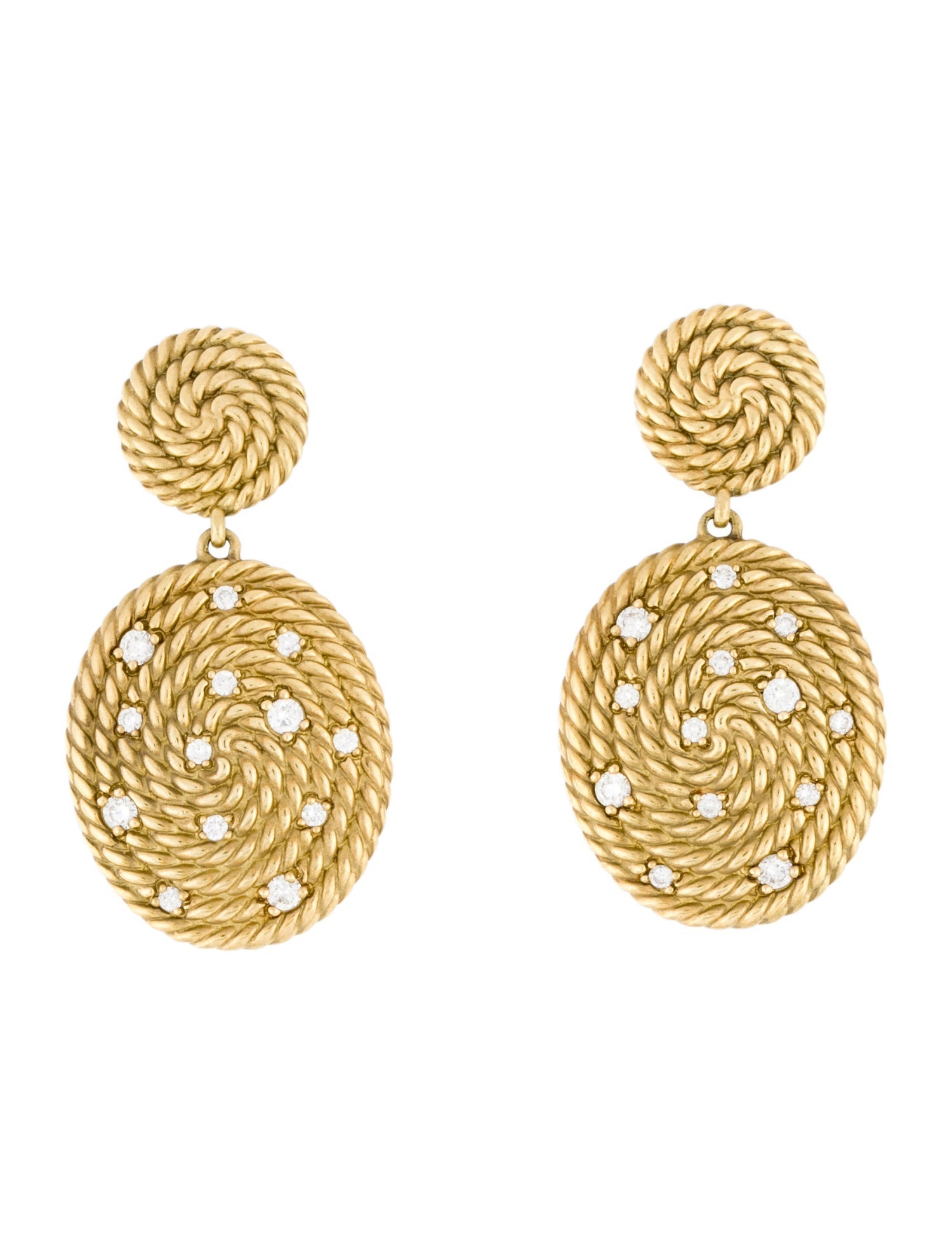 David Yurman 18K Diamond Coil Drop Earrings