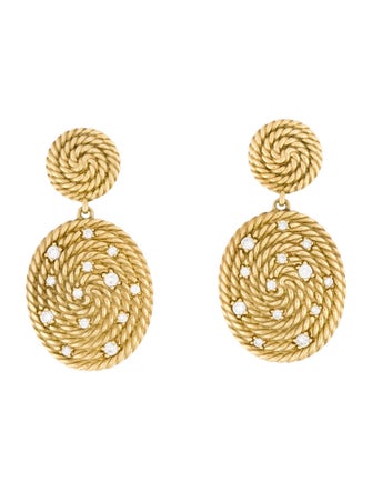 David Yurman 18K Diamond Coil Drop Earrings