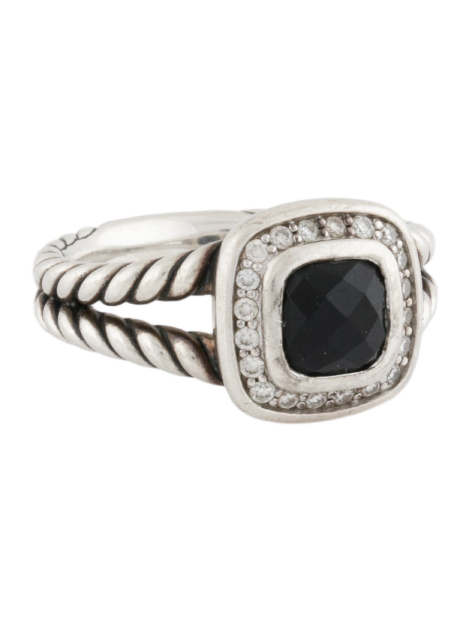 David Yurman Onyx & Diamond Petite Albion Ring