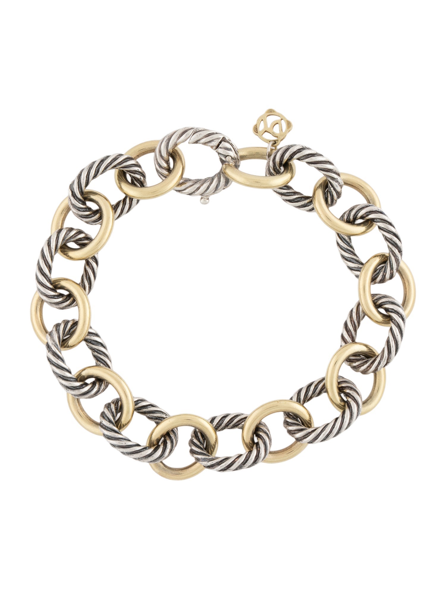 David Yurman Two-Tone Oval Link Chain Bracelet