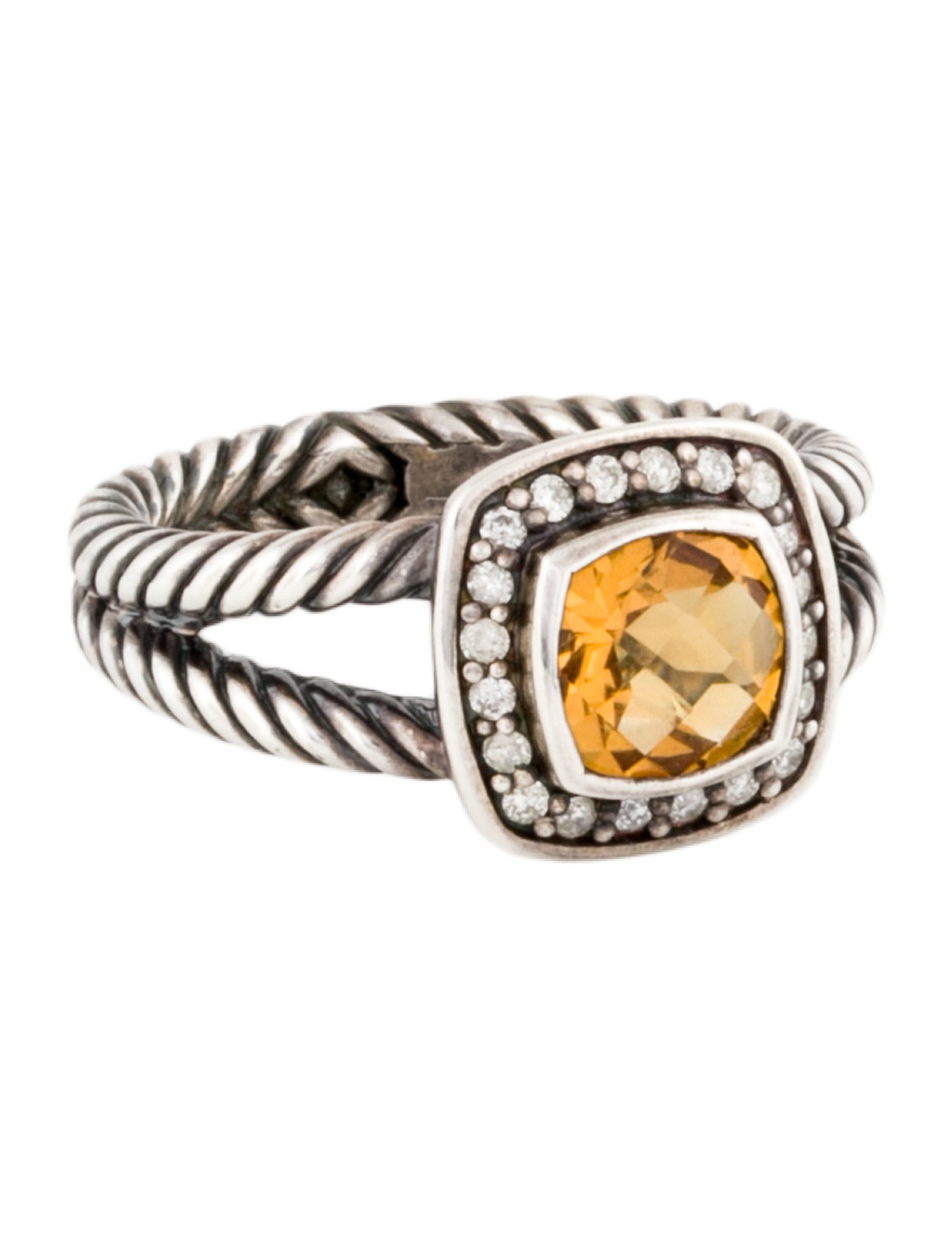 David Yurman Citrine & Diamond Petite Albion Ring
