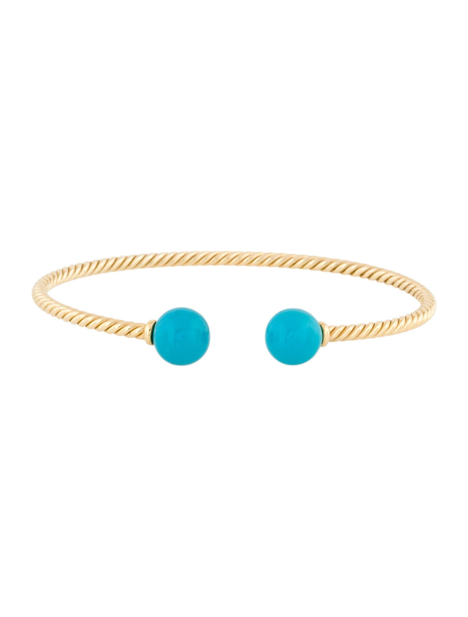 David Yurman 18K Turquoise Solari Cablespira Cuff Bracelet