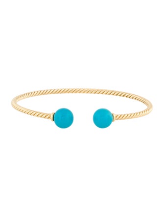 David Yurman 18K Turquoise Solari Cablespira Cuff Bracelet