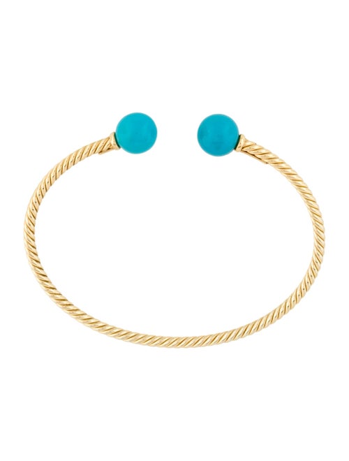 David Yurman 18K Turquoise Solari Cablespira Cuff Bracelet