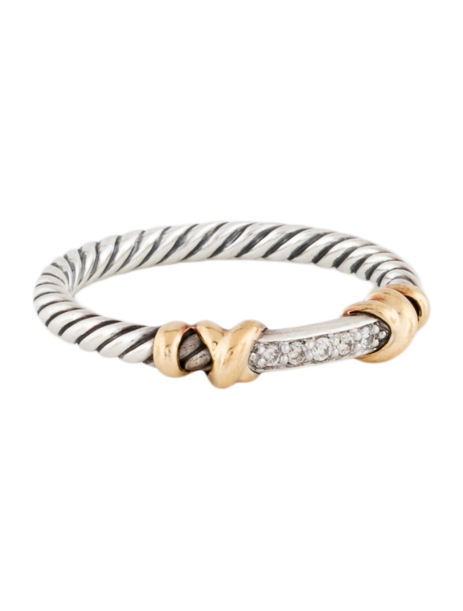 David Yurman Two-Tone Diamond Petite Helena Wrap Band Ring