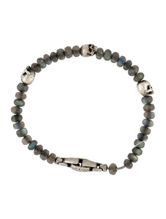 David Yurman Labradorite Memento Mori Skull Station Bracelet