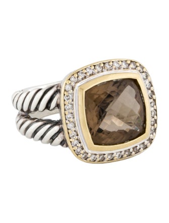 David Yurman Two-Tone Smoky Quartz & Diamond Albion Cocktail Ring
