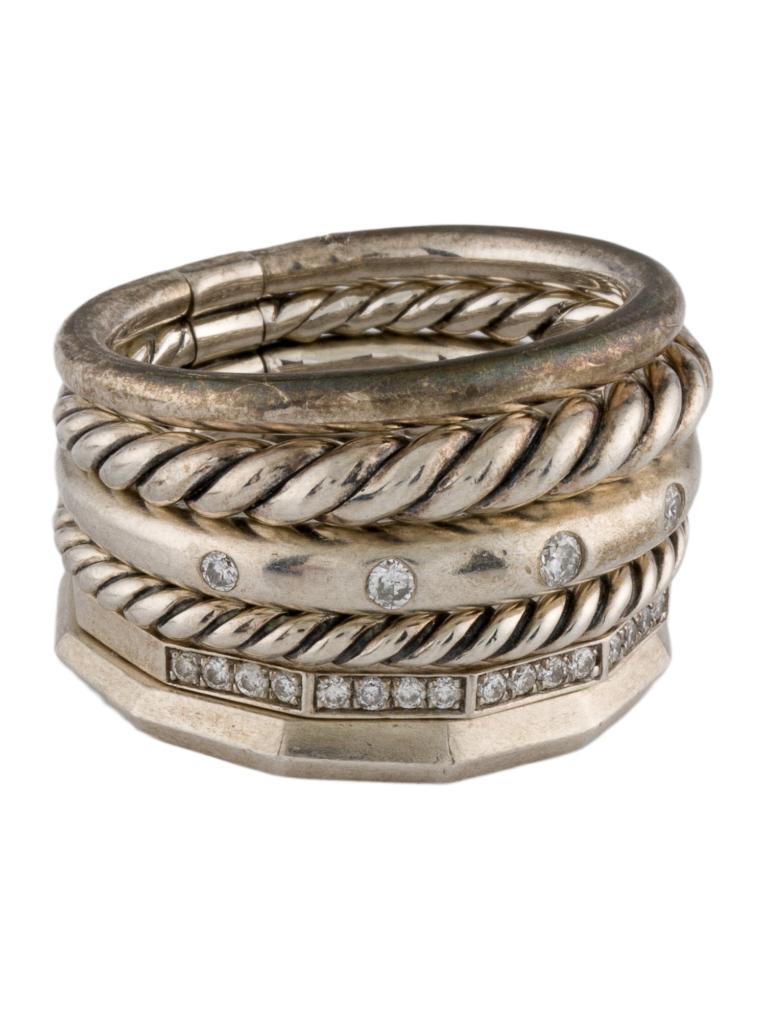 David Yurman Diamond Stax Six Row Ring
