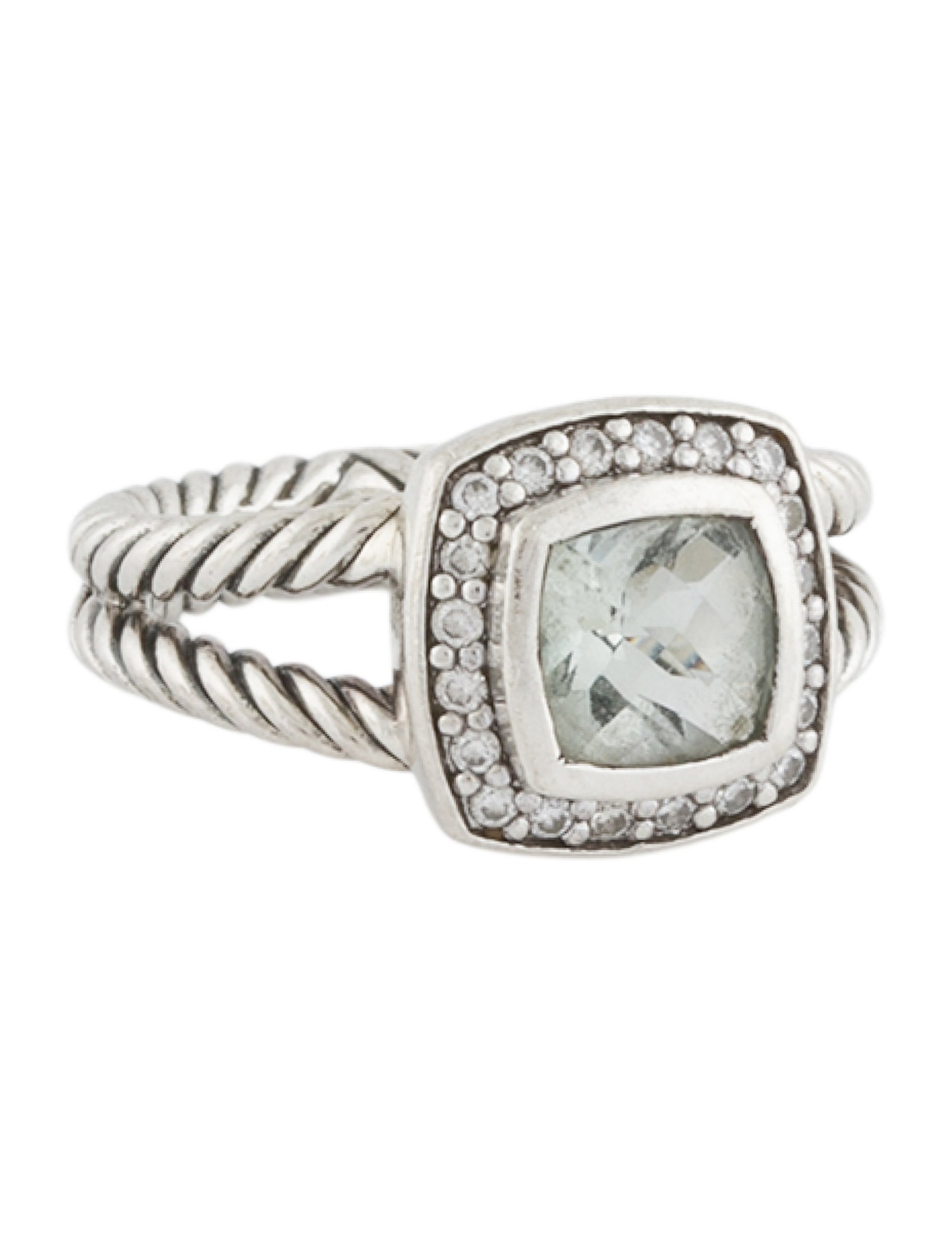 David Yurman Diamond & Prasiolite Petite Albion® Ring
