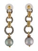 David Yurman Two-Tone Pearl Cable Drop Earrings