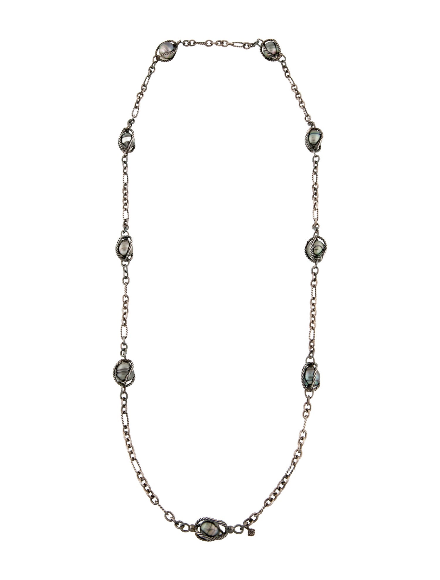 David Yurman Pearl Cage Station Necklace