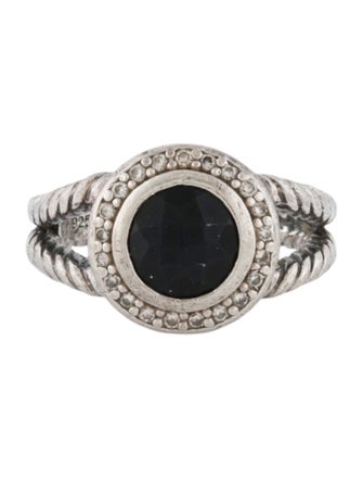 David Yurman Onyx and Diamond Petite Cerise Cocktail Ring