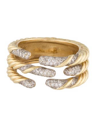 David Yurman 18K Diamond Three-Row Willow Band