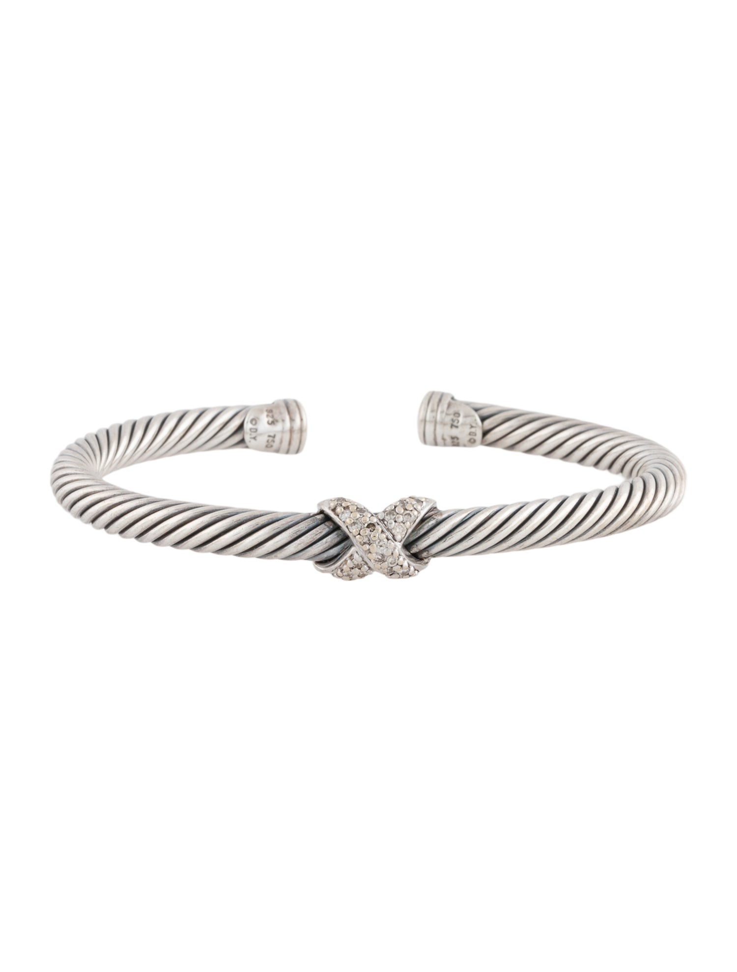 David Yurman Diamond X Cable Cuff Bracelet