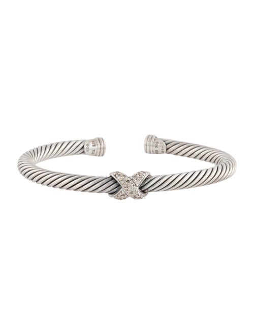 David Yurman Diamond X Cable Cuff Bracelet