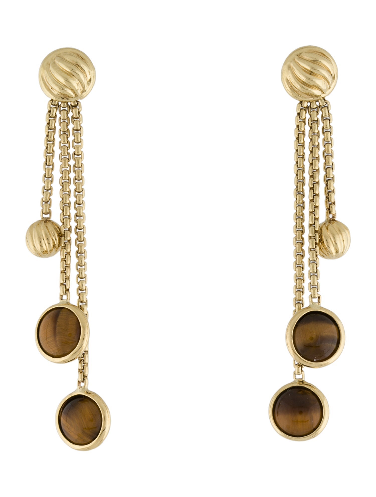 David Yurman 18K Tiger's Eye Quartz Drop Earrings