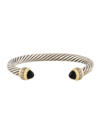 David Yurman Onyx & Diamond Classic Cable Bracelet
