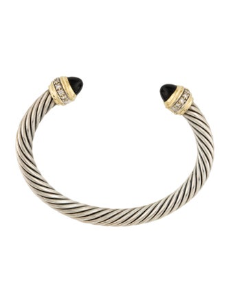 David Yurman Onyx & Diamond Classic Cable Bracelet