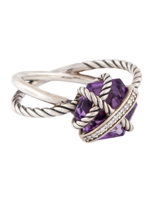 David Yurman Amethyst & Diamond Cable Wrap Ring