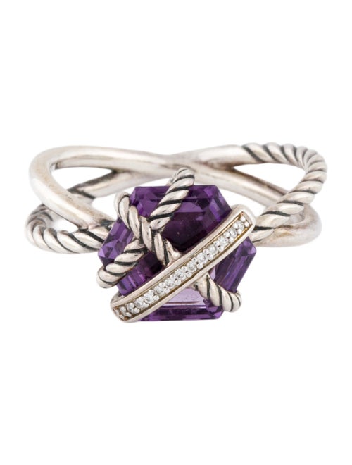 David Yurman Amethyst & Diamond Cable Wrap Ring