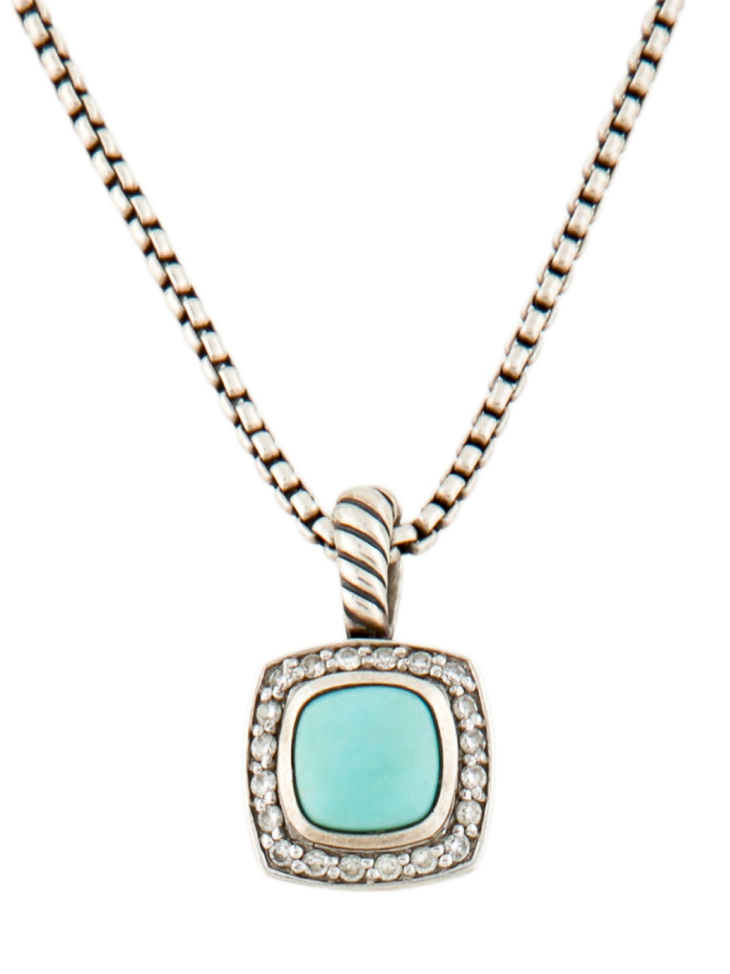 David Yurman Turquoise & Diamond Albion Pendant Necklace