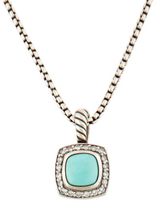 David Yurman Turquoise & Diamond Albion Pendant Necklace