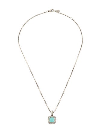 David Yurman Turquoise & Diamond Albion Pendant Necklace