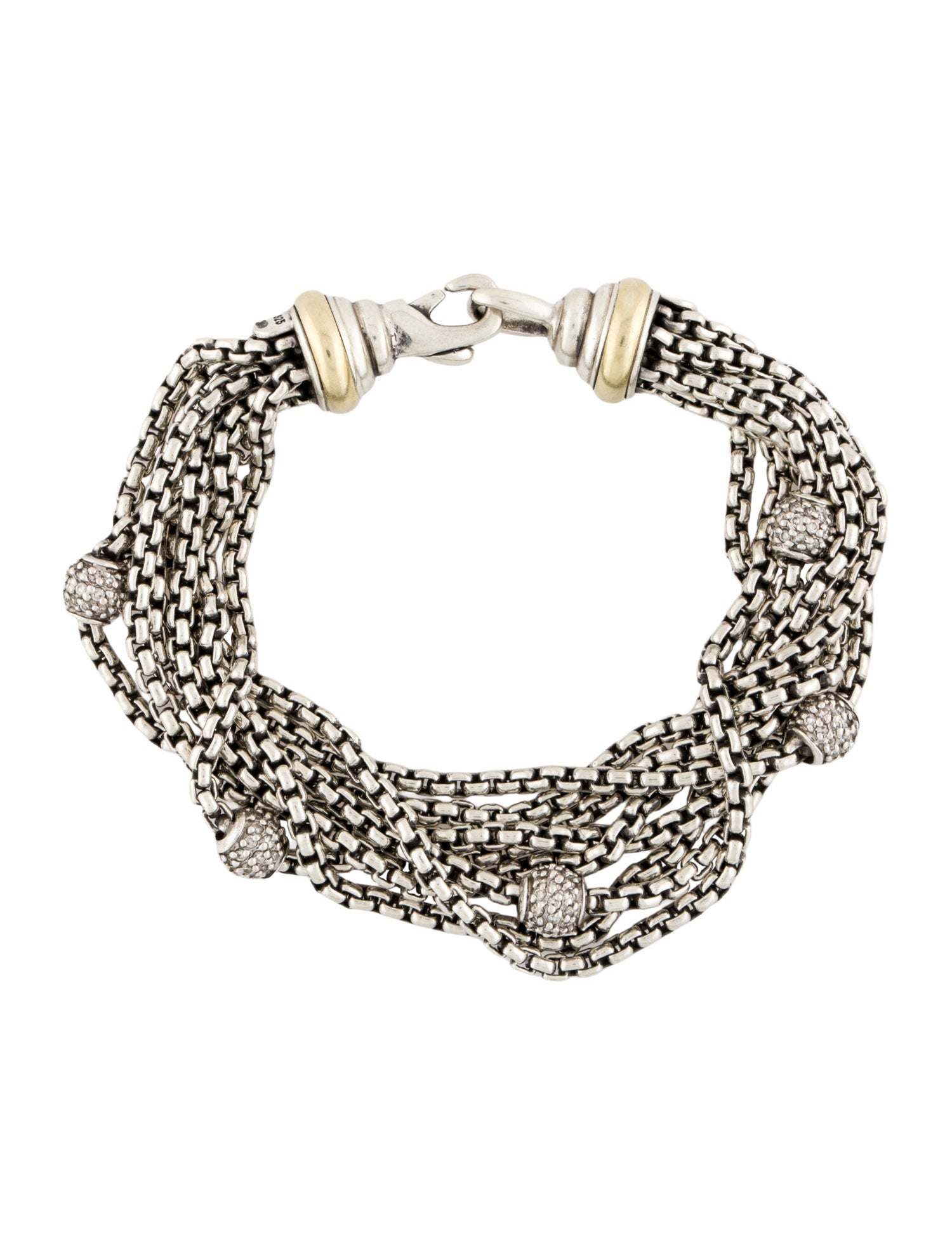 David Yurman Diamond Pavè Ball Multi-Strand Station Bracelet
