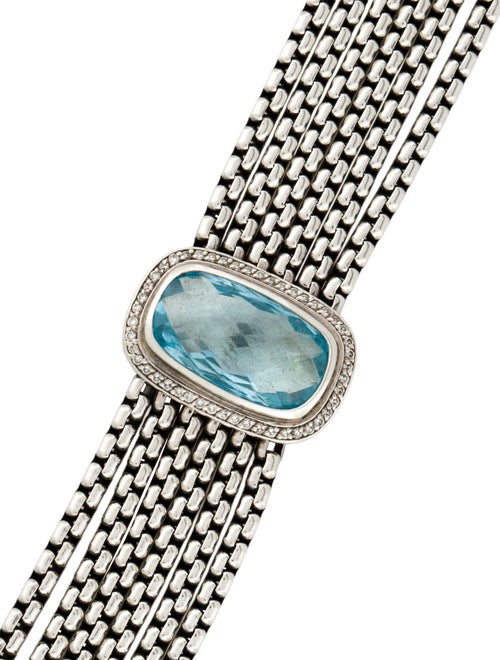 David Yurman Topaz & Diamond Albion Station Multistrand Box Chain Bracelet