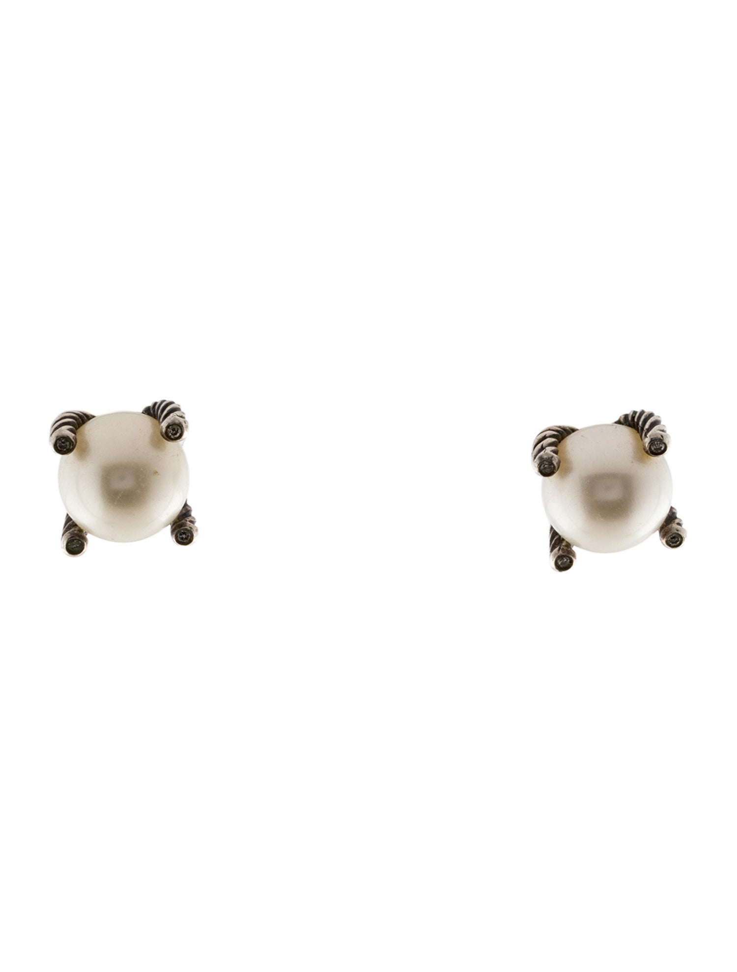 David Yurman Pearl & Diamond Stud Earrings