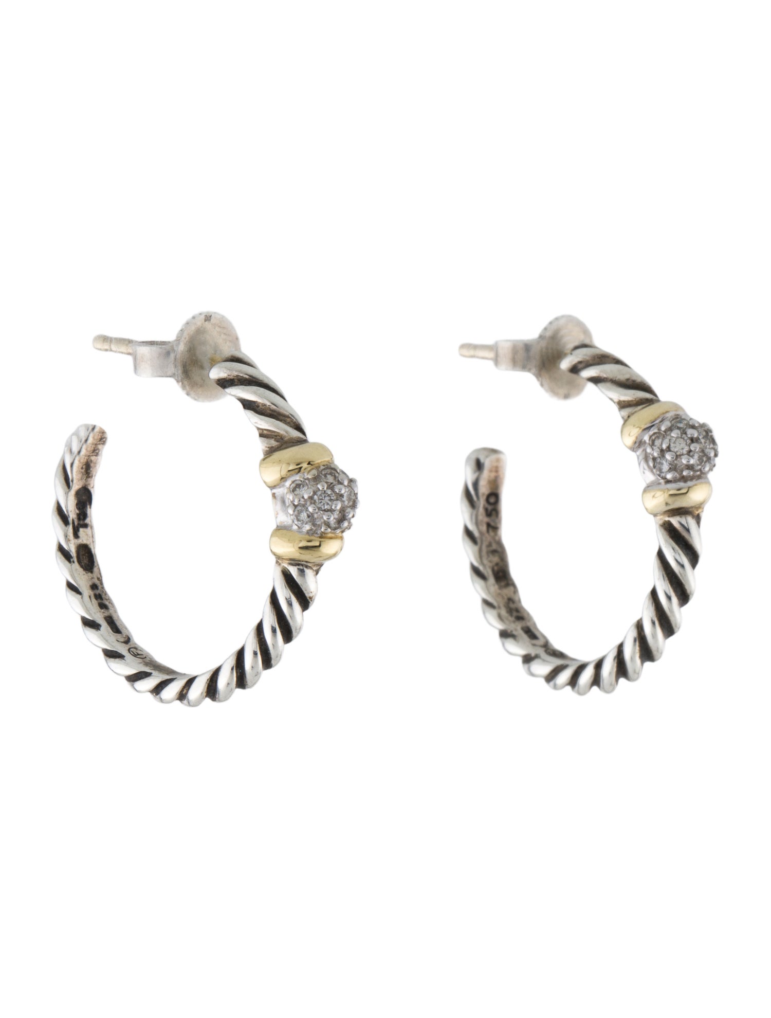 David Yurman Diamond Hoop Earrings