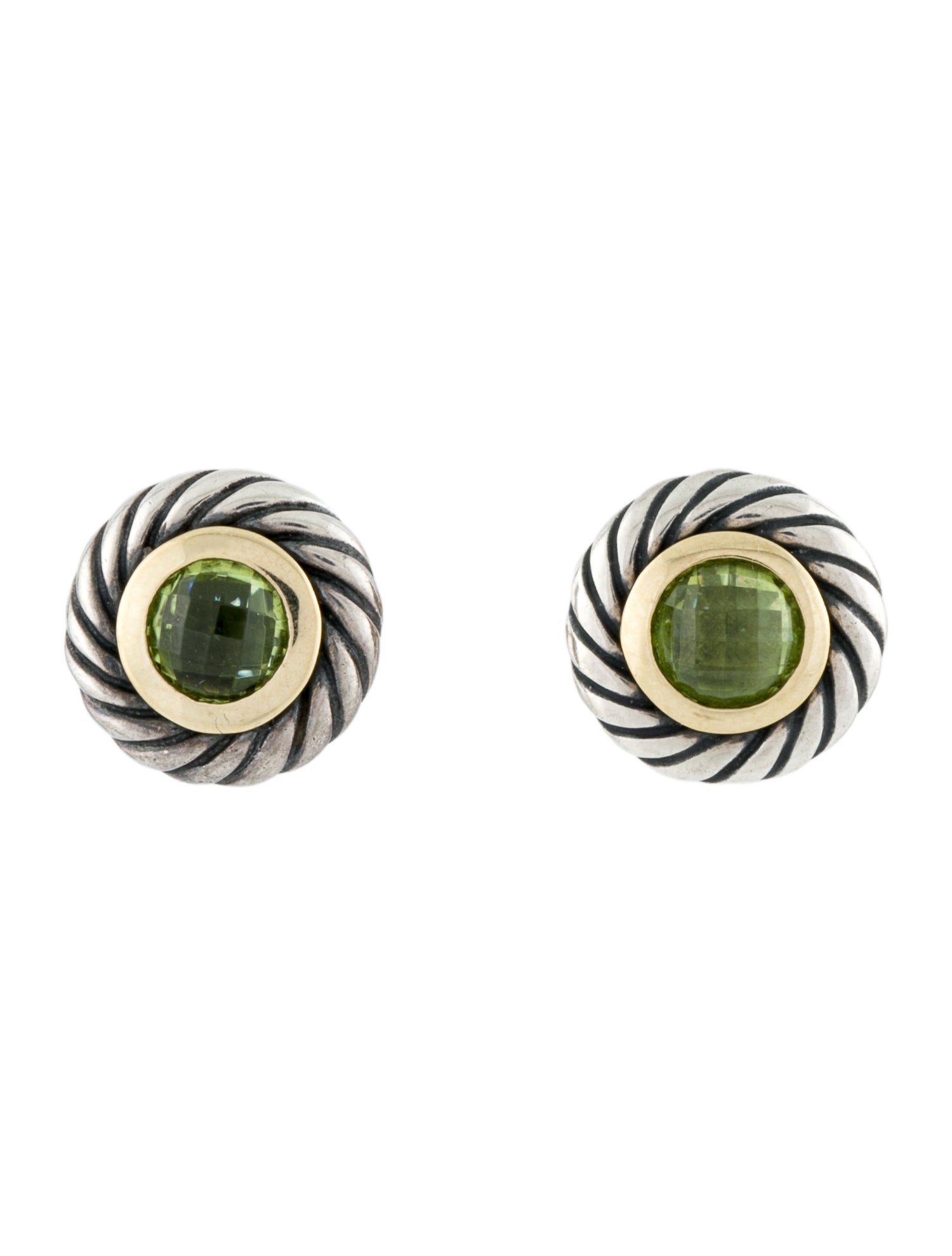 David Yurman Peridot Cable Cookie Stud Earrings