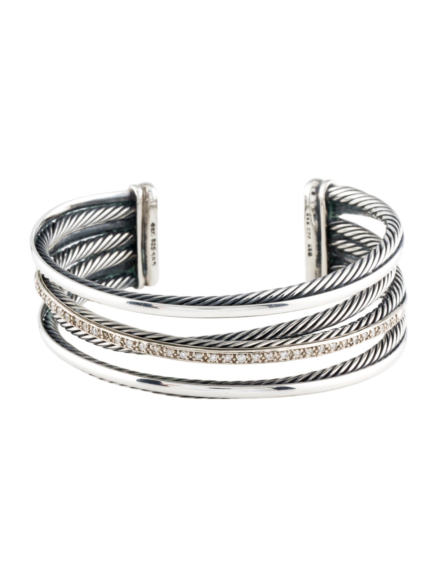 David Yurman Diamond Four-Row Crossover Cuff