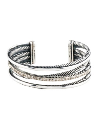 David Yurman Diamond Four-Row Crossover Cuff