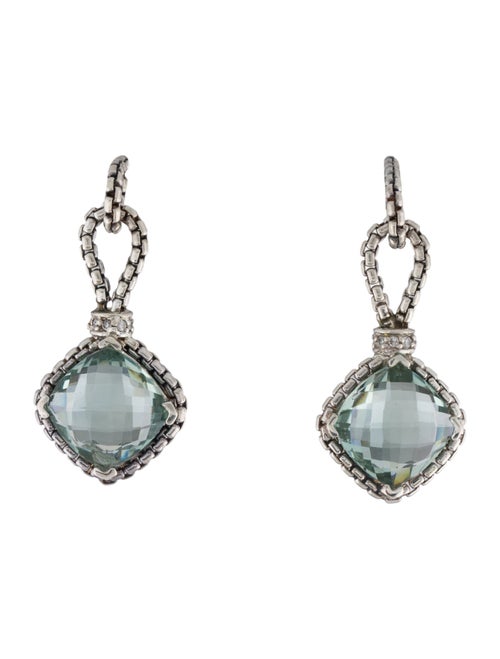 David Yurman Prasiolite & Diamond Cushion on Point Earrings