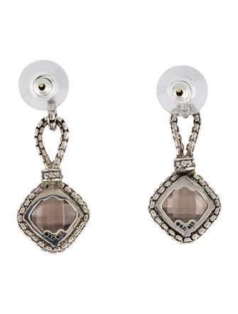 David Yurman Smoky Quartz & Diamond Cushion on Point Earrings