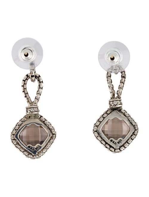 David Yurman Smoky Quartz & Diamond Cushion on Point Earrings