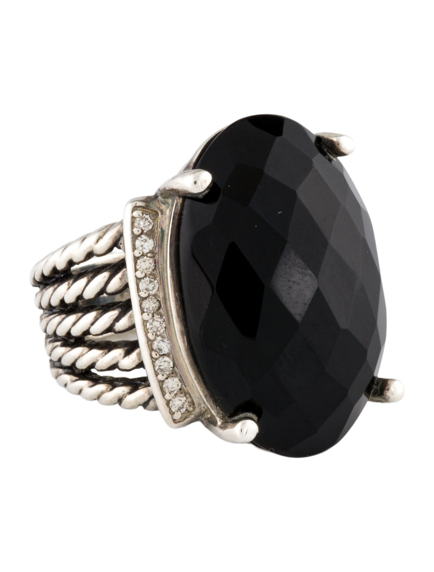 David Yurman Onyx & Diamond Wheaton Ring