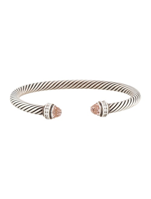 David Yurman Morganite & Diamond Classic Cable Cuff Bracelet, 5mm