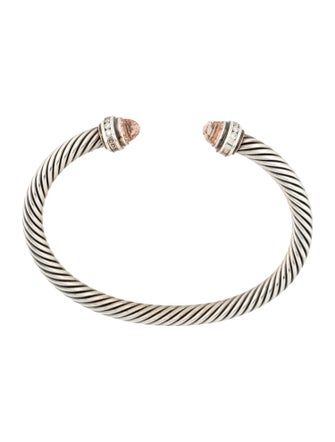 David Yurman Morganite & Diamond Classic Cable Cuff Bracelet, 5mm