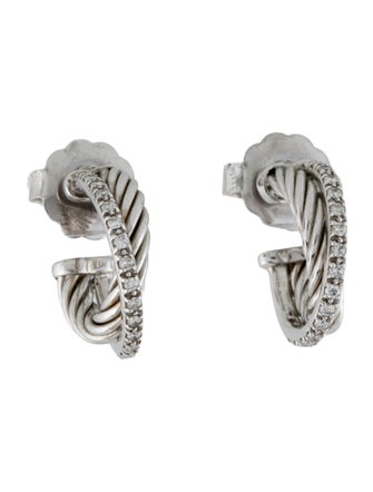 David Yurman Diamond Petite Crossover Hoop Earrings
