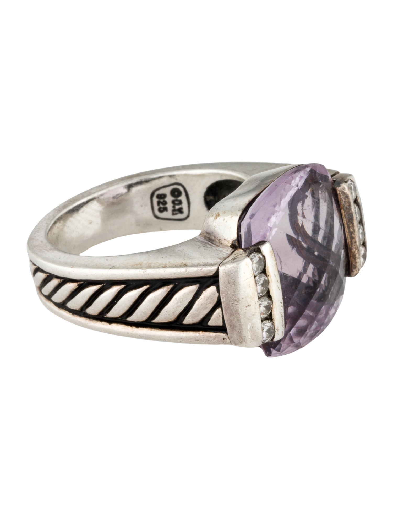 David Yurman Amethyst & Diamond Deco Cocktail Ring