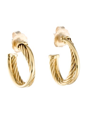 David Yurman Hoop 18K Crossover Earrings