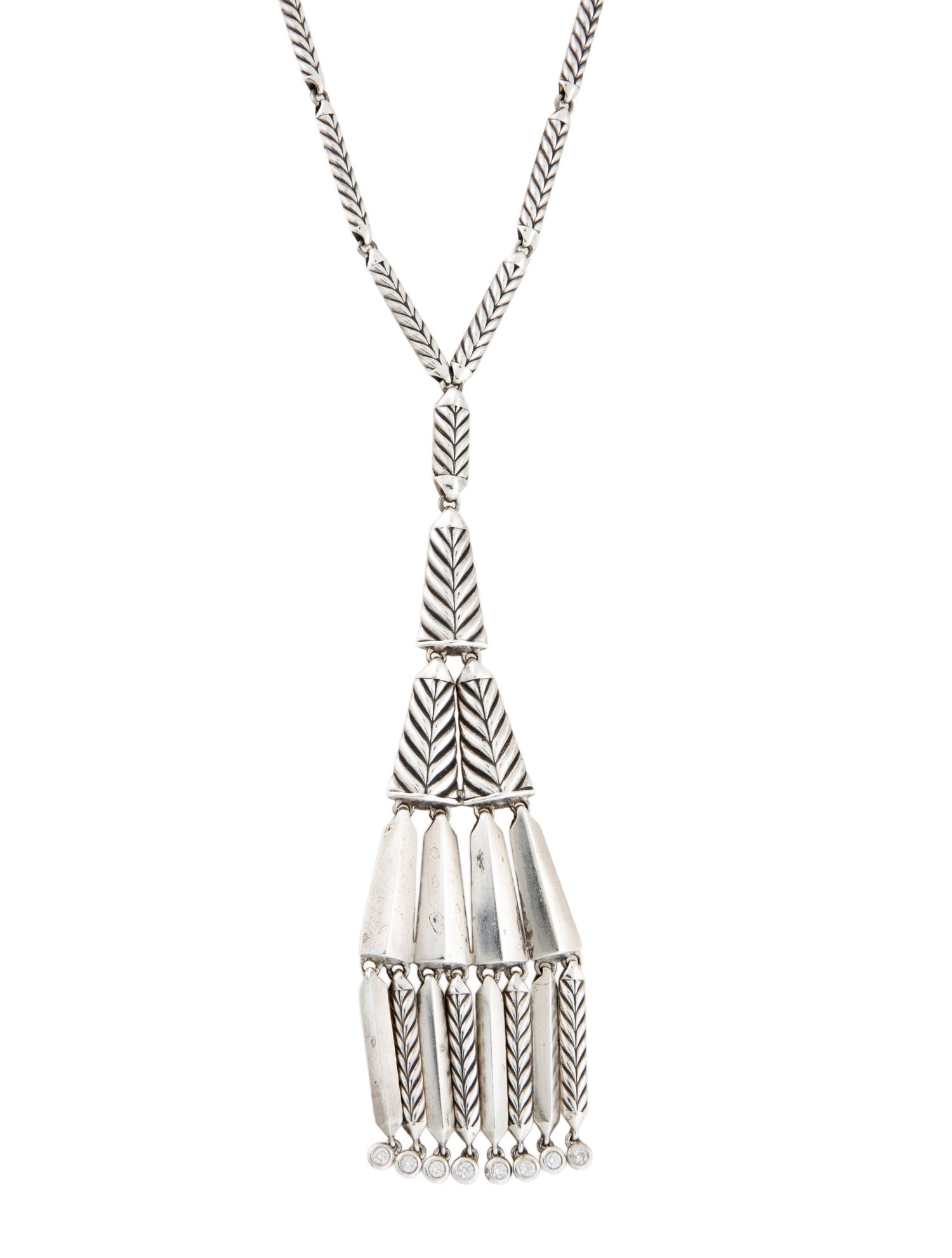 David Yurman Diamond Stax Fringe Lavalier Necklace