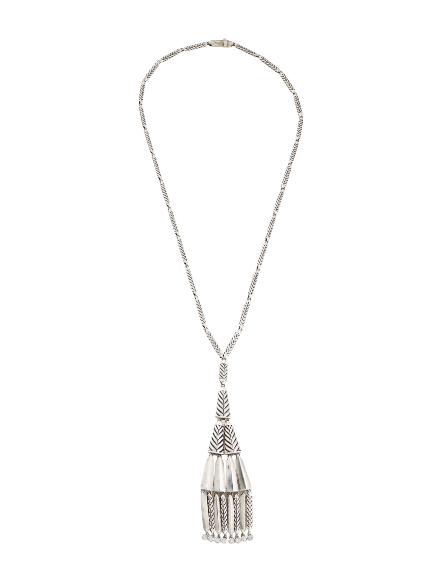 David Yurman Diamond Stax Fringe Lavalier Necklace
