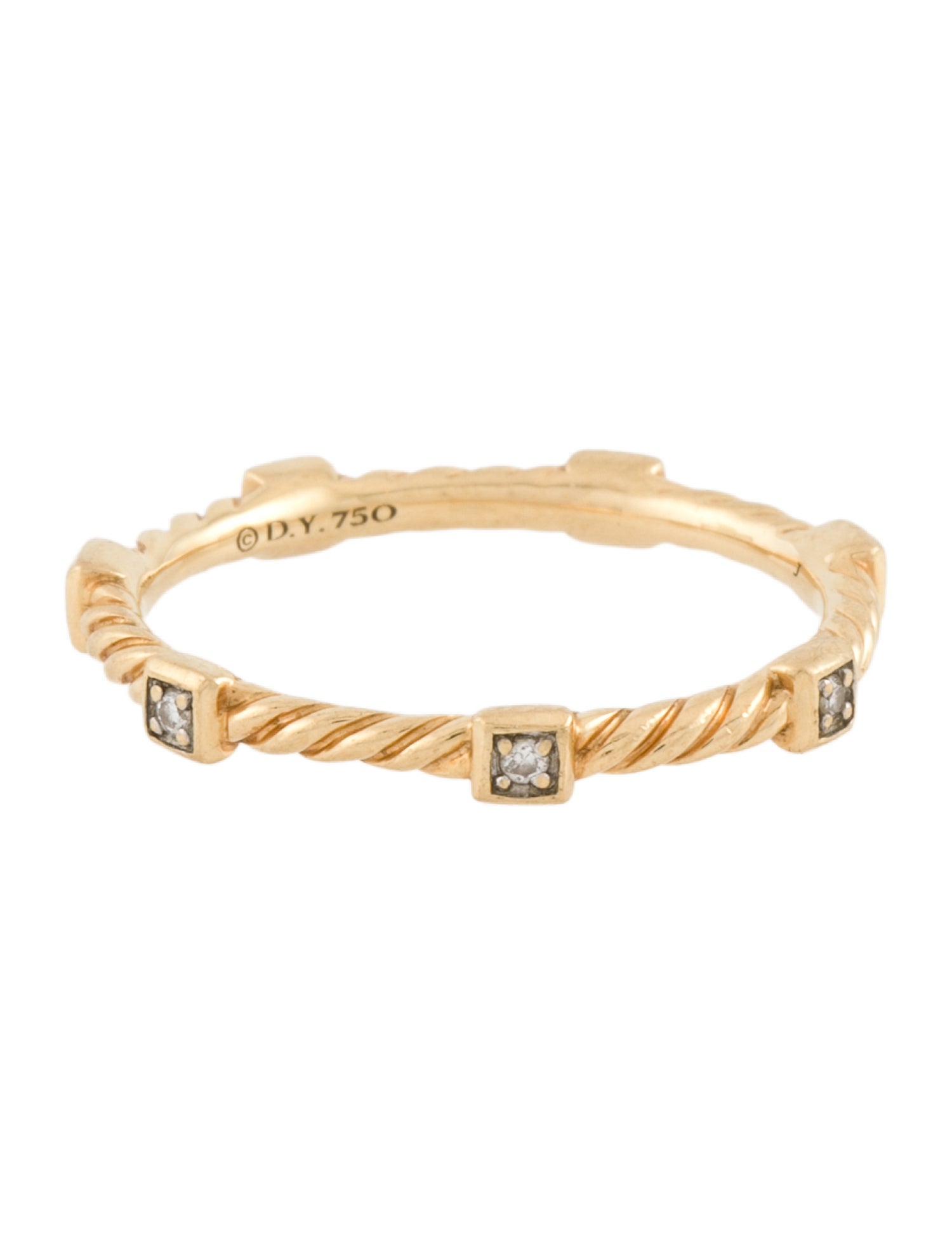 David Yurman 18K Diamond Cable Collectibles® Stations Stack Ring